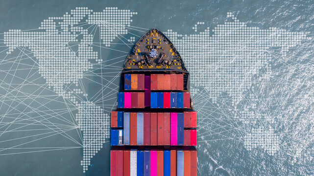 Container ship connecting China with global markets